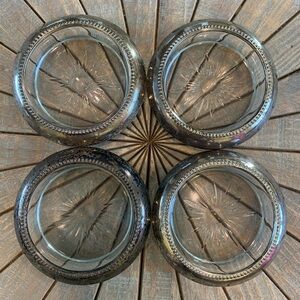 Vintage Wallace sterling silver wine/glass coaster - set of 4